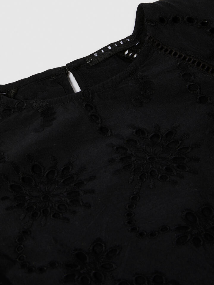 Embroidered top - girls' shirts and blouses - Black | Sisley Young image number 3